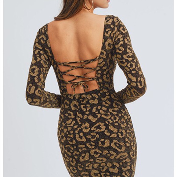 Metallic leopard dress NWT privy - Picture 2 of 10